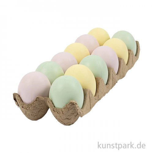 Eier aus Kunststoff - Pastellfarben, 12 Stück