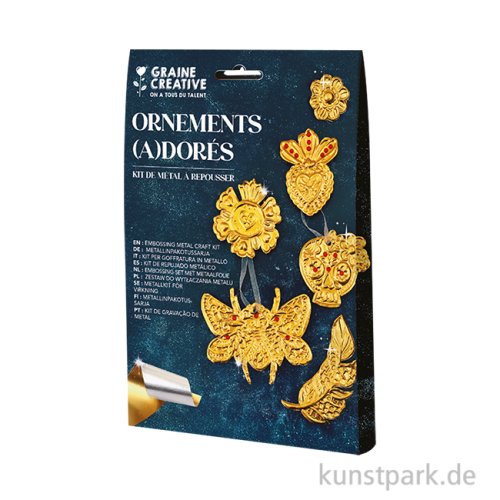 Embossing Bastelset zum Metall prägen - Ornamente, Gold