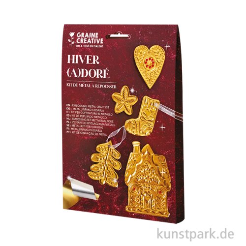 Embossing Bastelset zum Metall prägen - Weihnachtsanhänger