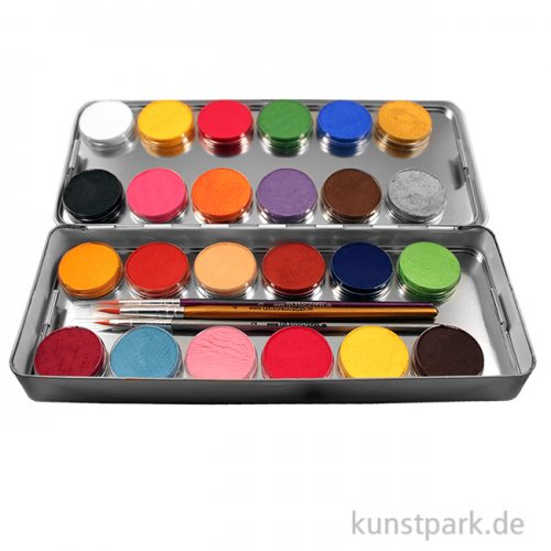 Eulenspiegel 24 Farben Metall-Palette mit 3 Pinsel