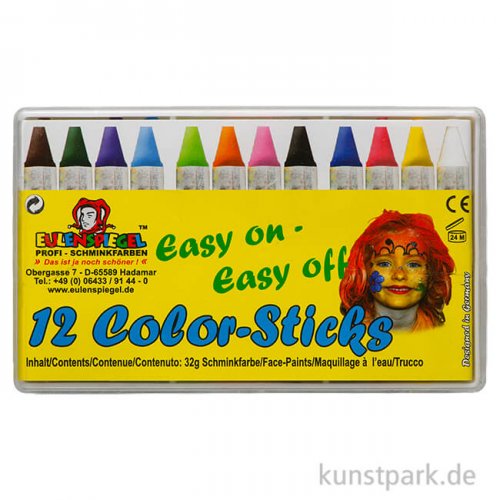 Eulenspiegel Color-Sticks - 12 Schminkstifte