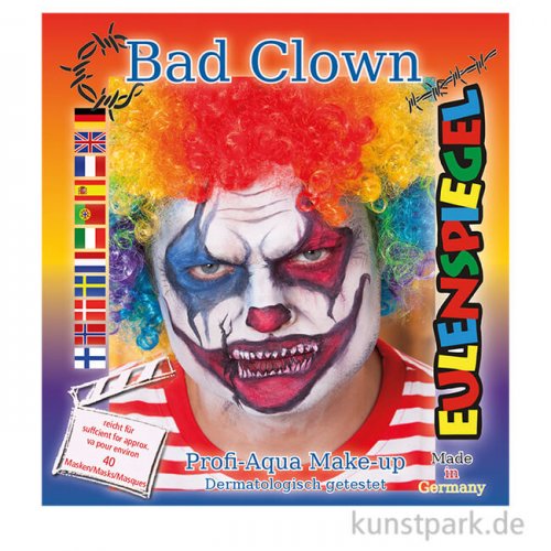 Eulenspiegel Motiv-Set Bad Clown mit 4 Farben und Zubehör