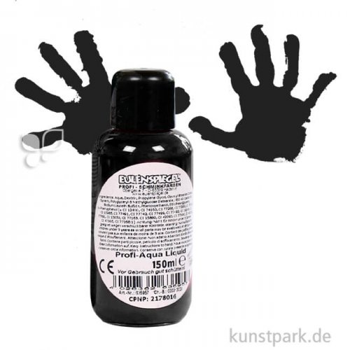 Eulenspiegel Profi-Aqua Liquid Körperfarbe 150 ml | Schwarz