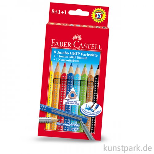 Faber-Castell JUMBO Grip Etui mit 8 Buntstiften und Bleistift
