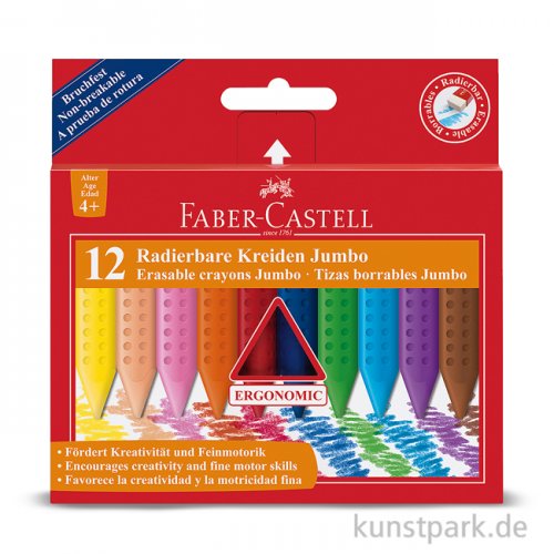 Faber-Castell JUMBO Grip Kreide - 12er Kartonetui - radierbar
