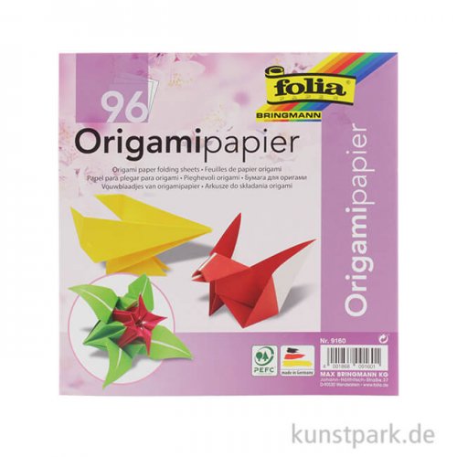 Faltblätter aus Origamipapier, 96 Blatt, 80g - farbig sortiert 10x10cm