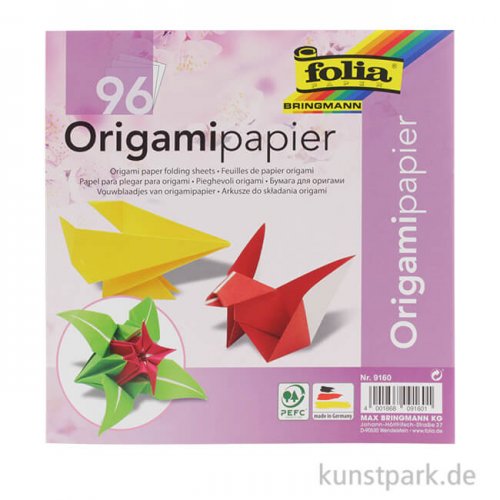 Faltblätter aus Origamipapier, 96 Blatt, 80g - farbig sortiert 13x13 cm