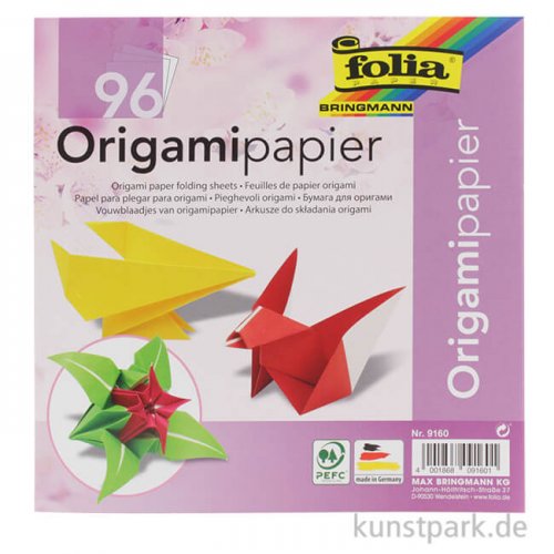Faltblätter aus Origamipapier, 96 Blatt, 80g - farbig sortiert