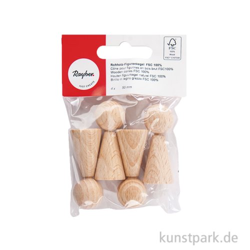 Figurenkegel, Rohholz, 50 mm, 4 Stück
