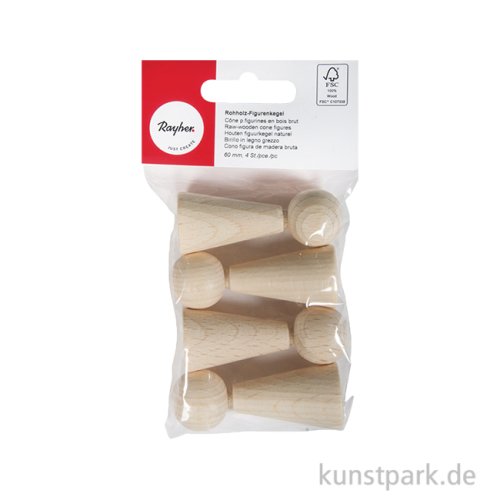 Figurenkegel, Rohholz, 60 mm, 4 Stück