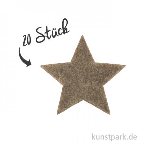 Filz-Streuteile - Stern - grün meliert 1,5 x 1,5 x 0,3 cm - 20 Stück