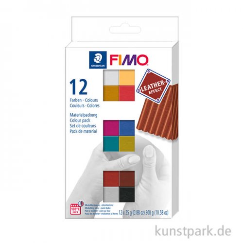 FIMO Leder Effekt - Set 12 halbe Blöcke, je 25 g