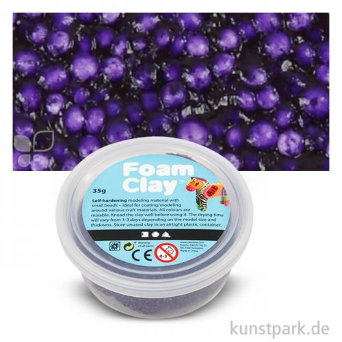 Foam Clay - Modelliermasse mit kleinen Perlen, 35 g Einzelfarbe | Lila