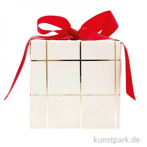 Geschenkpapier - Beige mit goldenem Karomuster, 200 x 70 cm
