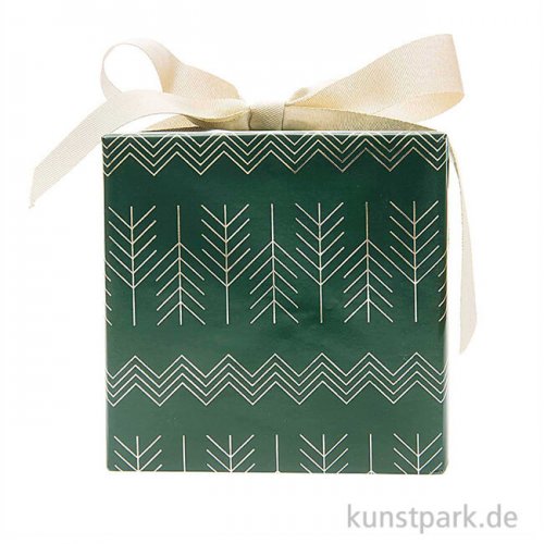 Geschenkpapier - Dunkelgrün mit goldenen Zacken, 200 x 70 cm