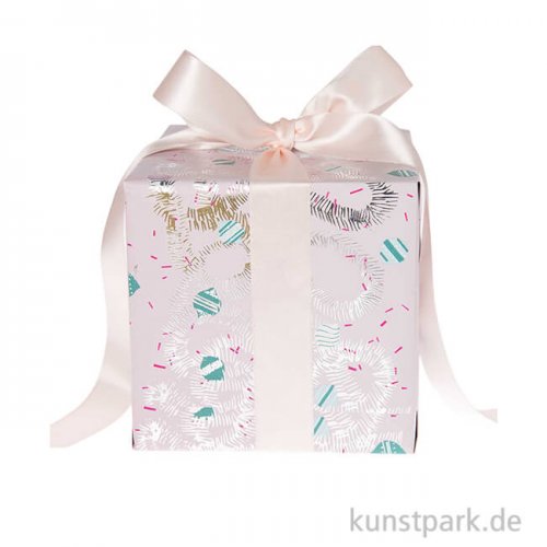 Geschenkpapier - Nostalgic Pastell, Rosa, Baumschmuck, 200 x 70 cm