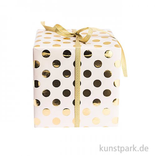 Geschenkpapier - Rosa mit Gold Punkte, 200 x 70 cm