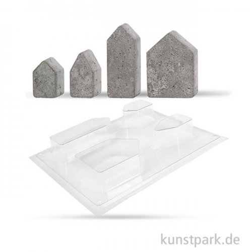 Gießform Häuser 4er Set, 5,5-10 cm, Tiefe 3 cm