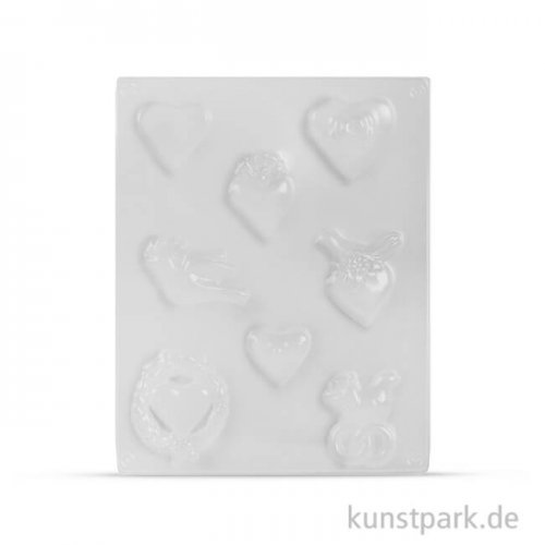 Gießform - Tauben-Herz, 8 Motive, 3,5 - 7 cm
