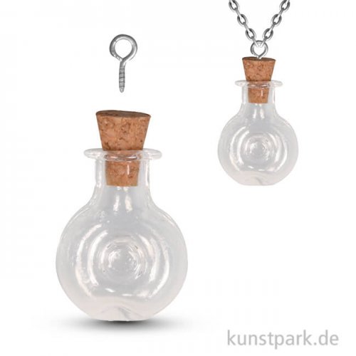 Glas-Anhänger Rund Vintage Collection mit Korkverschluss - 1,9x2,9 cm