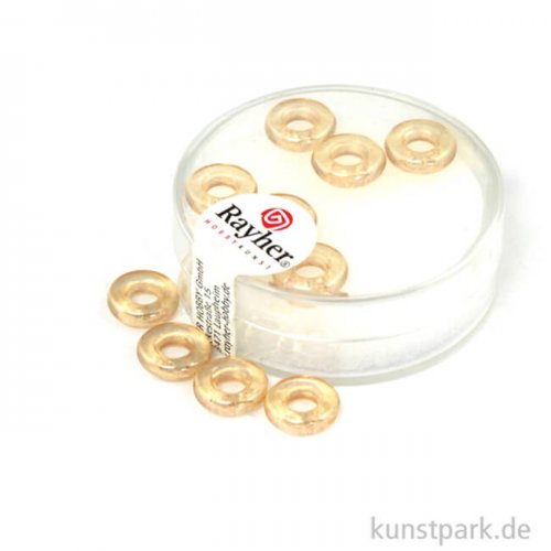 Glas Großloch Ringel MAGIC FLAIR - 9x3 mm - 10 Stück Dose | Helltopaz