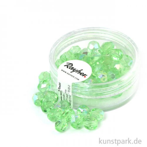 Glas Schliffperlen irisierend - 6 mm - 50 Stück Dose | Jaspis