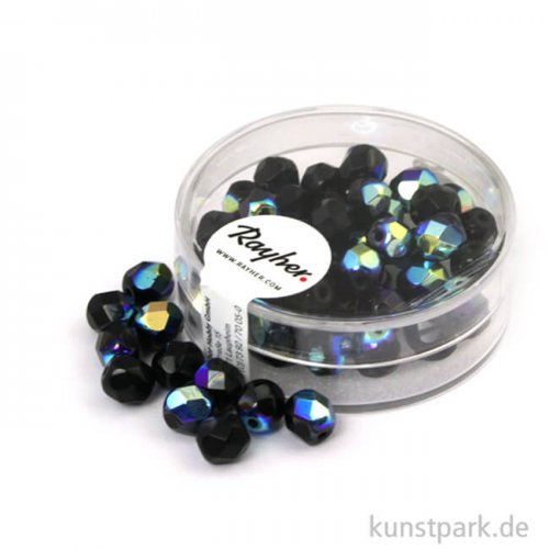 Glas Schliffperlen irisierend - 6 mm - 50 Stück Dose | Onyx
