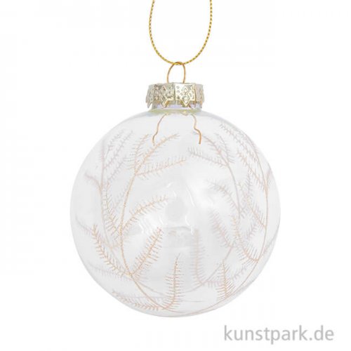 Glaskugel - Baumschmuck mit Ornament, Gold, 8 cm