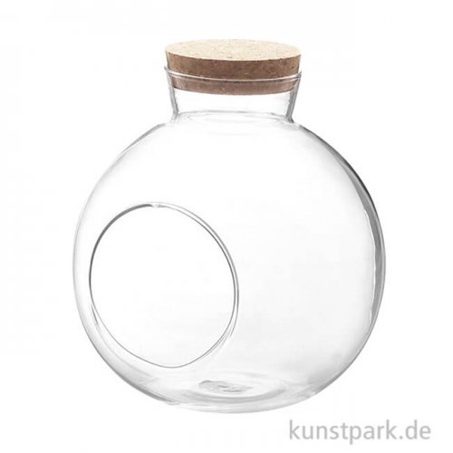 Glaskugel mit Öffnung + Korkdeckel, Durchmesser 17 cm, Höhe 18 cm