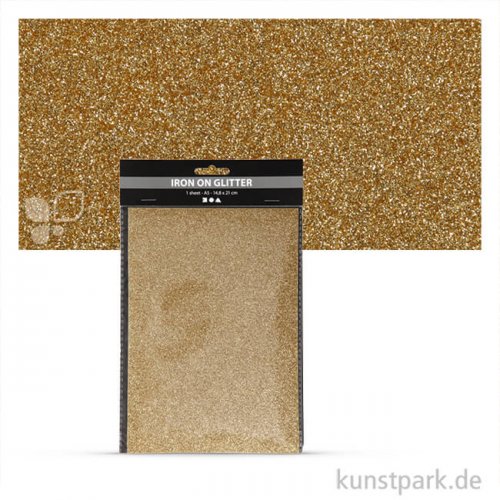 Glitter Transferfolie zum Aufbügeln DIN A5 14,8 x 21 cm | Gold
