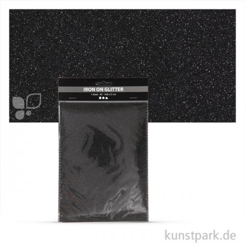 Glitter Transferfolie zum Aufbügeln DIN A5 14,8 x 21 cm | Schwarz