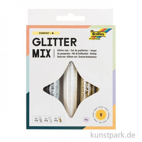Glitterpulver, 5x14g Tuben - metallic