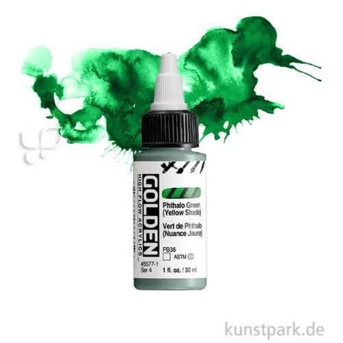 GOLDEN High Flow Acrylfarben 30 ml Einzelfarbe | 8577 Phthalo Green (Yellow Shade)