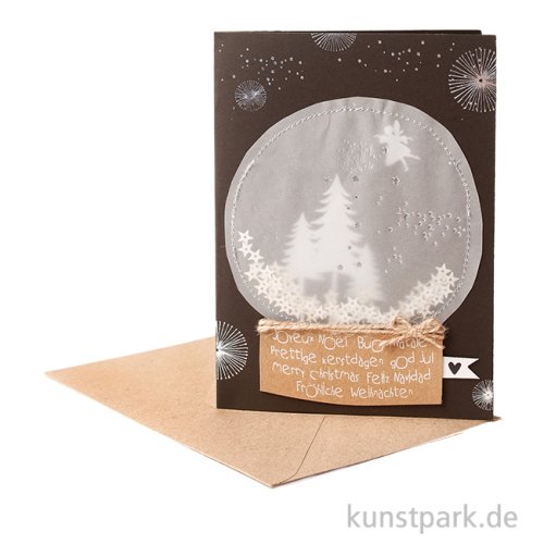 Good old friends - Schneekugelkarte, Fee, Tannen