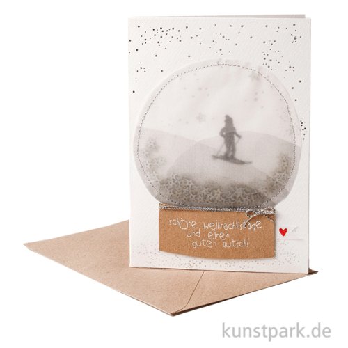 Good old friends - Schneekugelkarte, Skifahrer