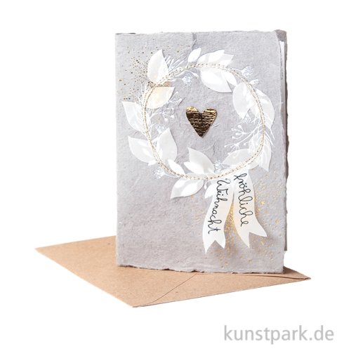 Good old friends - Winterpapierkunstkarte, Herzkranz