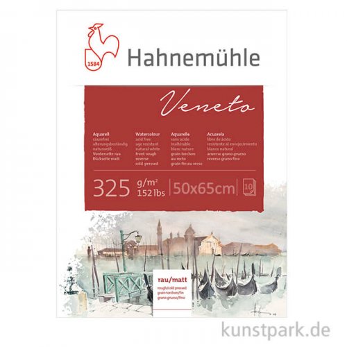 Hahnemühle VENETO Aquarellkarton, 10 Bogen, 325g, 50 x 65 cm