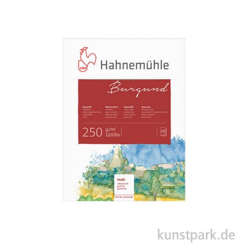 Hahnemühle BURGUND Aquarellblock, 20 Blatt, 250g matt 17 x 24 cm
