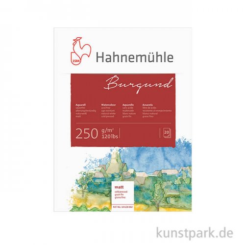 Hahnemühle BURGUND Aquarellblock, 20 Blatt, 250g matt 24 x 32 cm