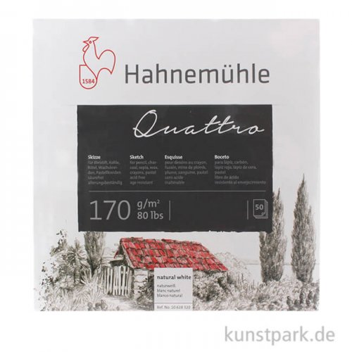 Hahnemühle QUATTRO Skizzenblock, 50 Blatt, 170g 30 x 30 cm