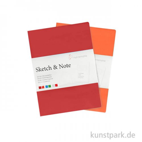 Hahnemühle SKETCH & NOTE, 20 Blatt, 125g, 2 Booklets, Red DIN A4
