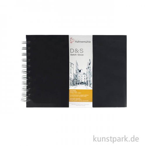 Hahnemühle Skizzenbuch D&S, 80 Seiten, 140g, schwarz, spiral DIN A5 (quer)