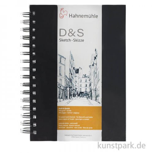 Hahnemühle Skizzenbuch D&S, 80 Seiten, 140g, schwarz, spiral