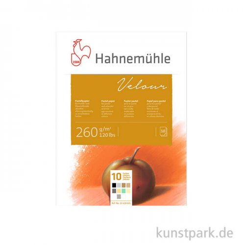 Hahnemühle VELOUR Pastellpapier, 10 Blatt, 260g, 10 Farben 36 x 48 cm