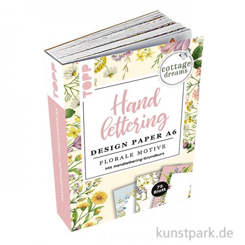 Handlettering Design Paper Block Cottage Dreams A6, Topp Verlag