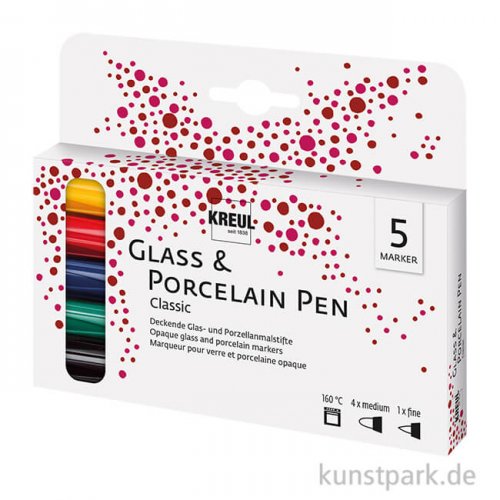 KREUL Glass & Porcelain Pen Classic Set mit 5 Stiften