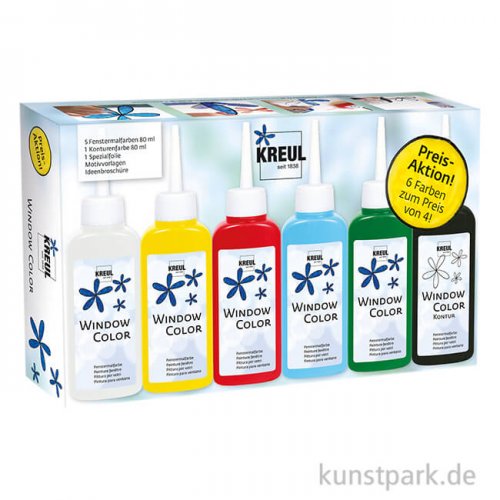 KREUL Window Color Glas Design Aktions-Set zum Sparpreis, 6 x 80 ml