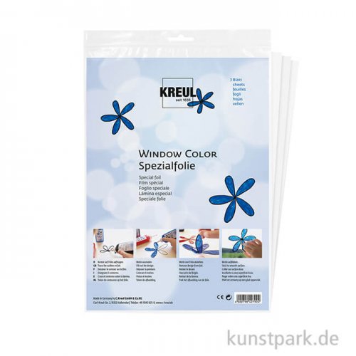 KREUL Window Color Spezial-Folie glasklar, 3 Blatt DIN A4