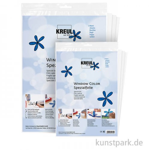 KREUL Window Color Spezial-Folie glasklar, 3 Blatt