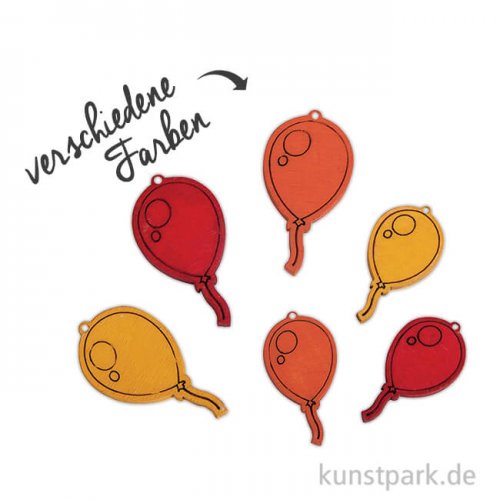 Holz-Streuteile Luftballons, 1,5 - 1,8 cm, 18 Stück sortiert